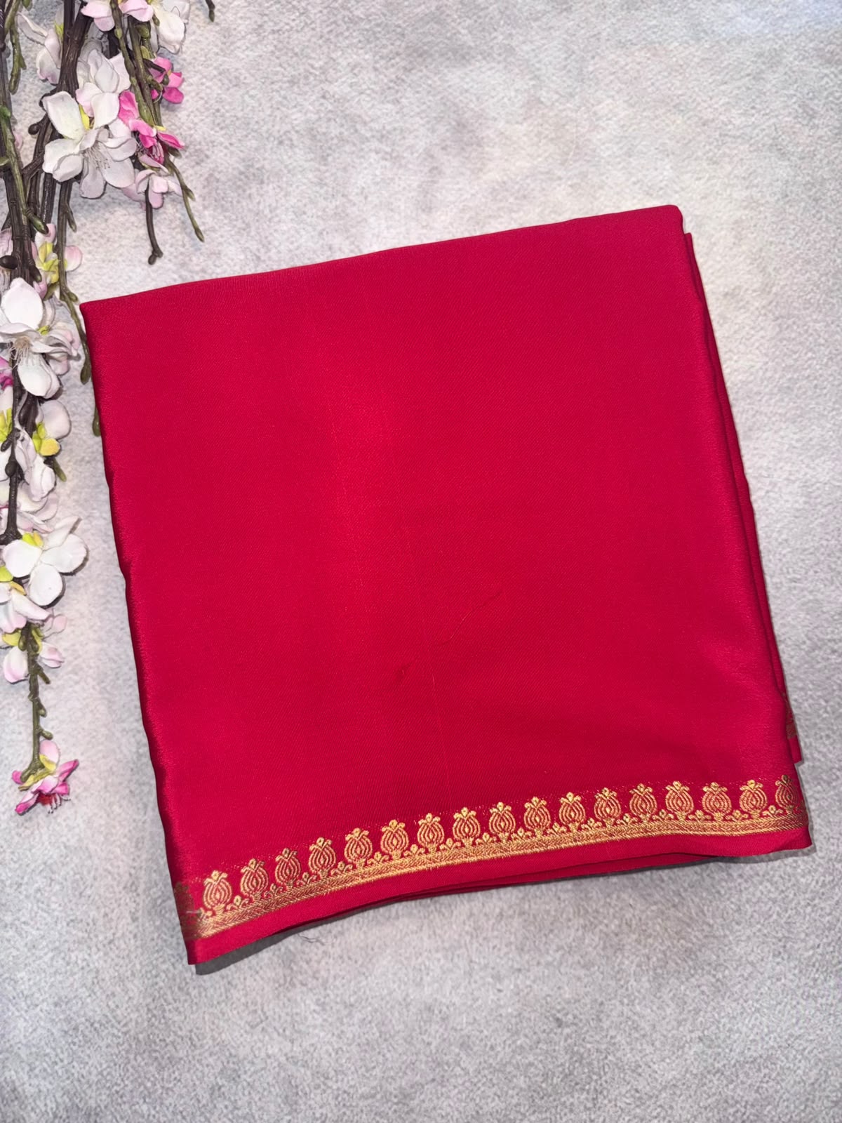 Red Pure Zari Mysore Silk Saree 4G (Swara)