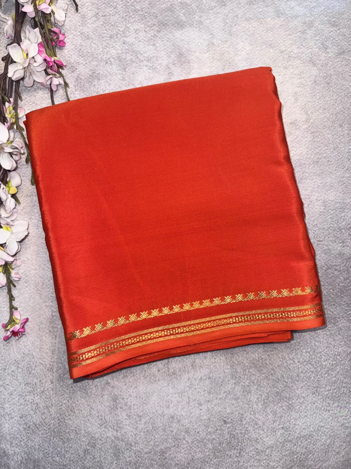 Orange Pure Zari Mysore Silk Saree 4G (Swara)