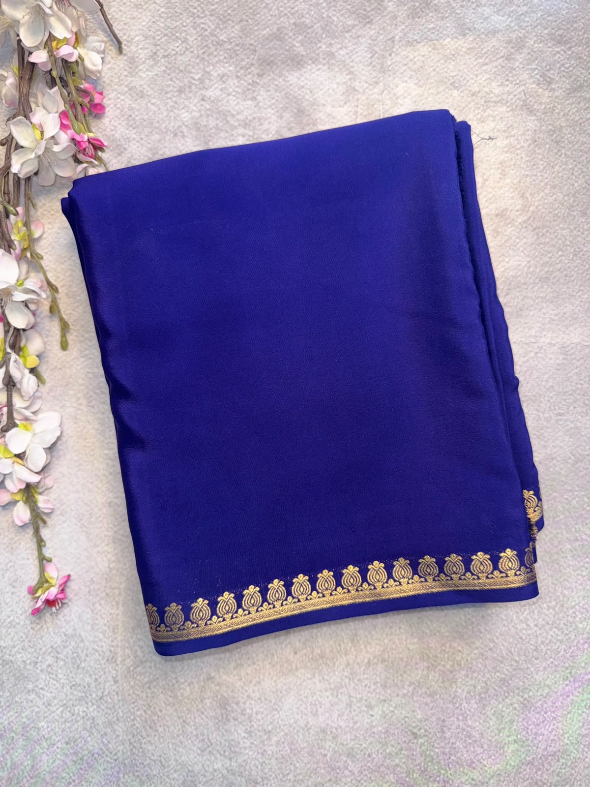 Navy Blue Pure Zari Mysore Silk Saree 4G (Swara)