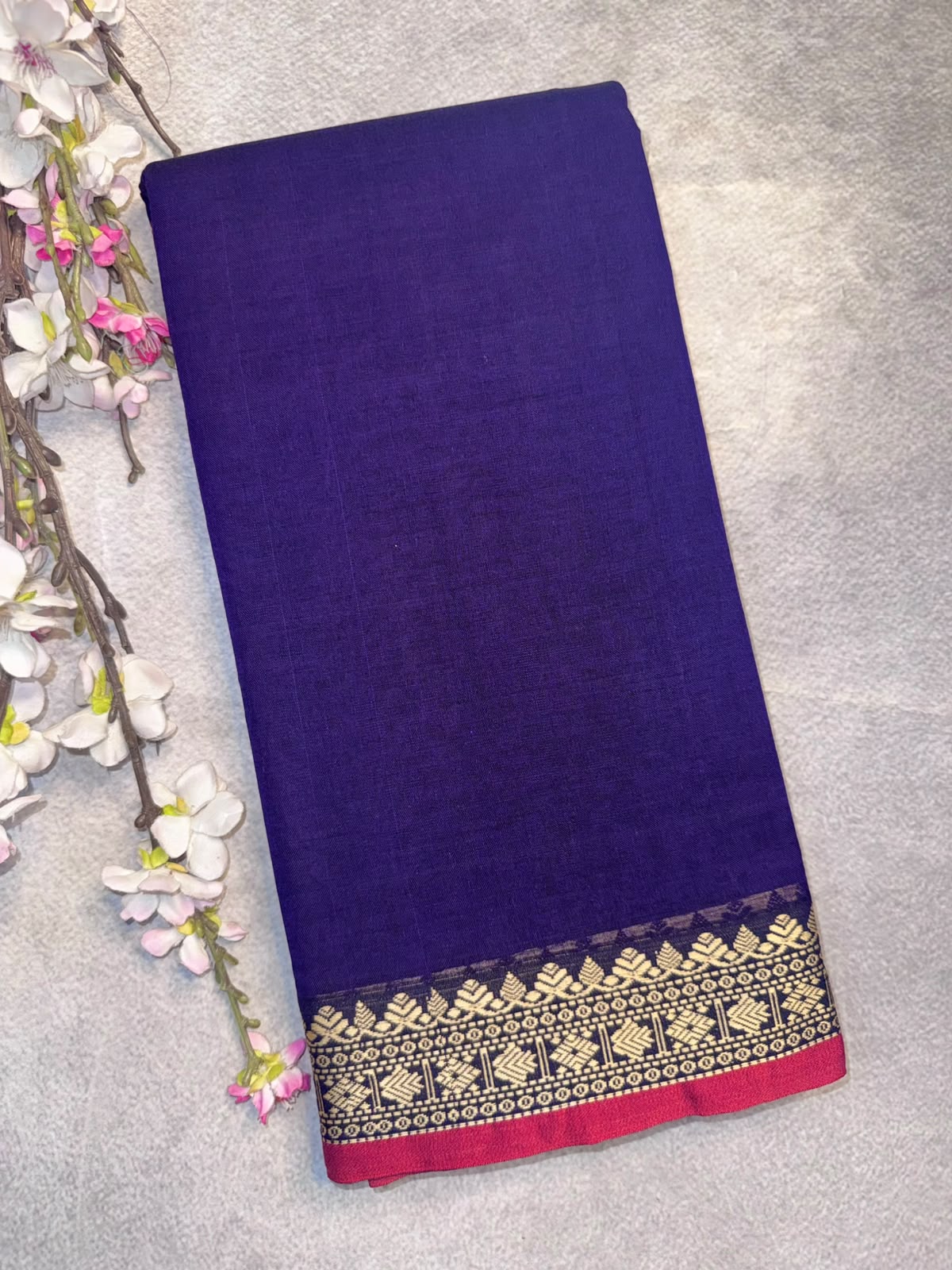 Navy Blue Narayanpet Cotton Saree 109