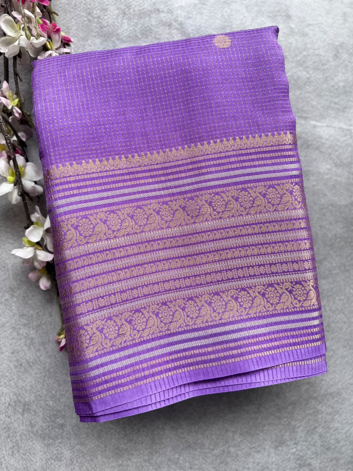 Lilac Checks Semi Crepe Saree 109