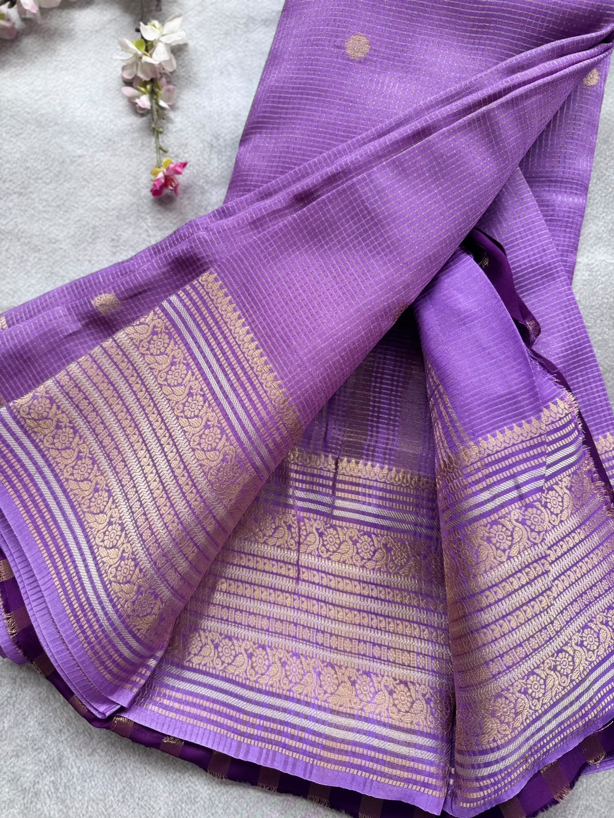 Lilac Checks Semi Crepe Saree 109