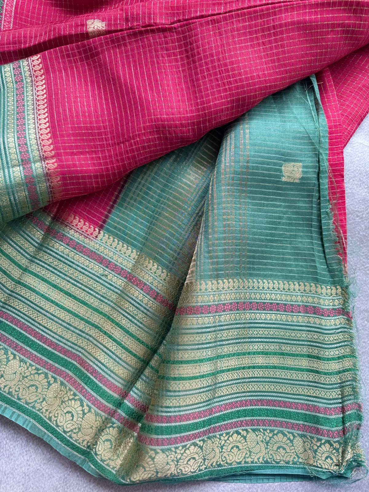 Magenta Checks Semi Mysore Silk Saree 109