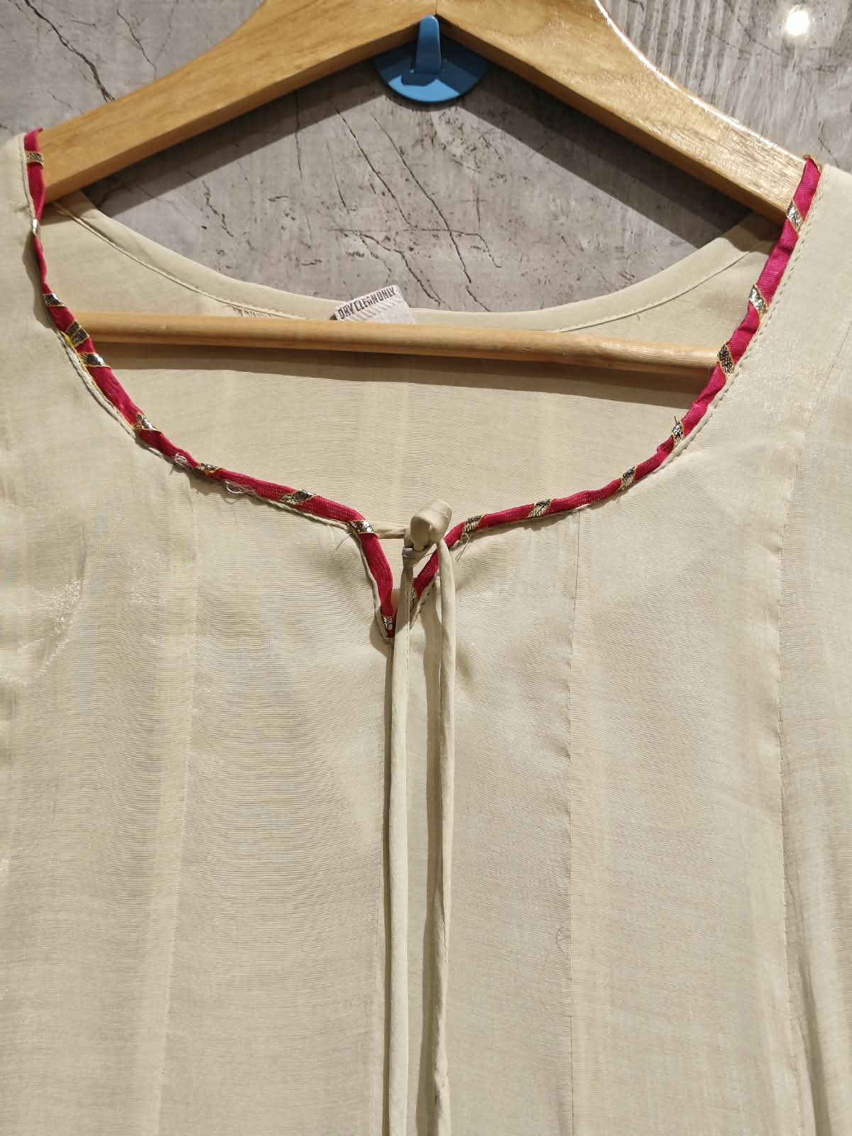 White Mul Chanderi Thread Embroidery A Line Kurtha 63