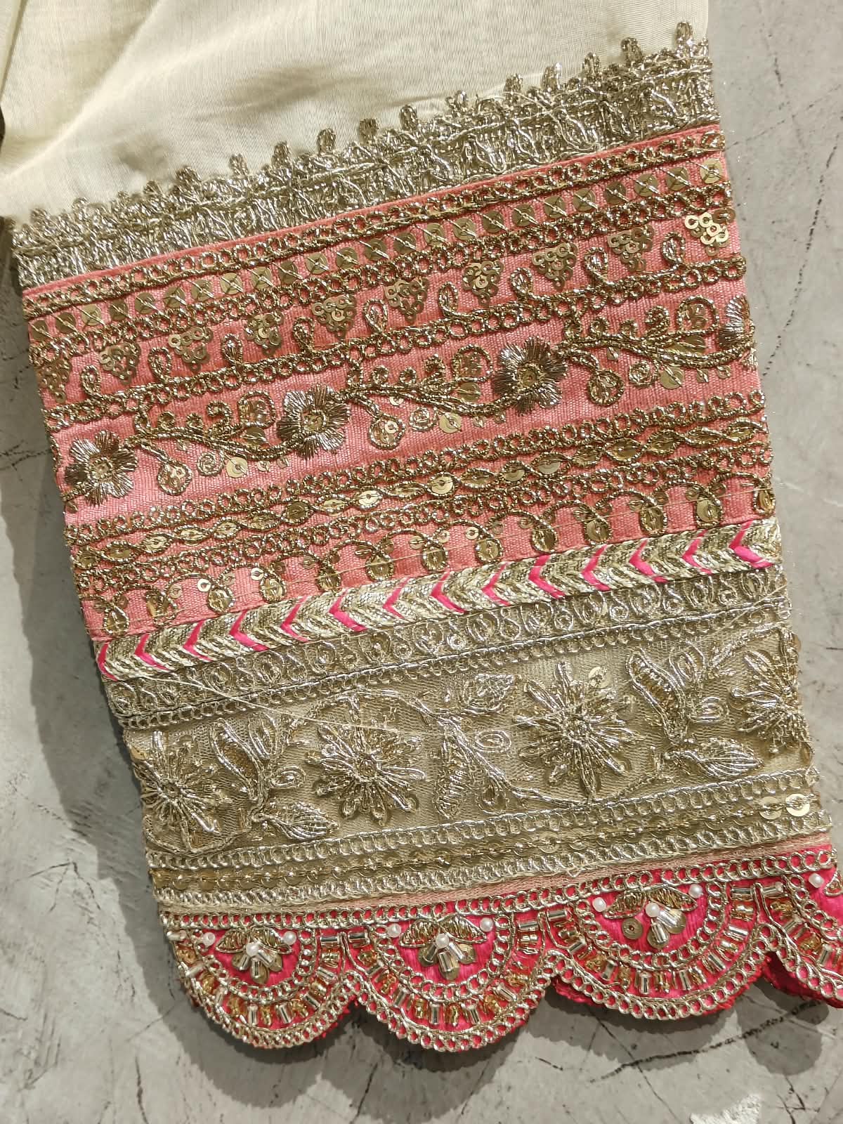 White Mul Chanderi Thread Embroidery A Line Kurtha 63