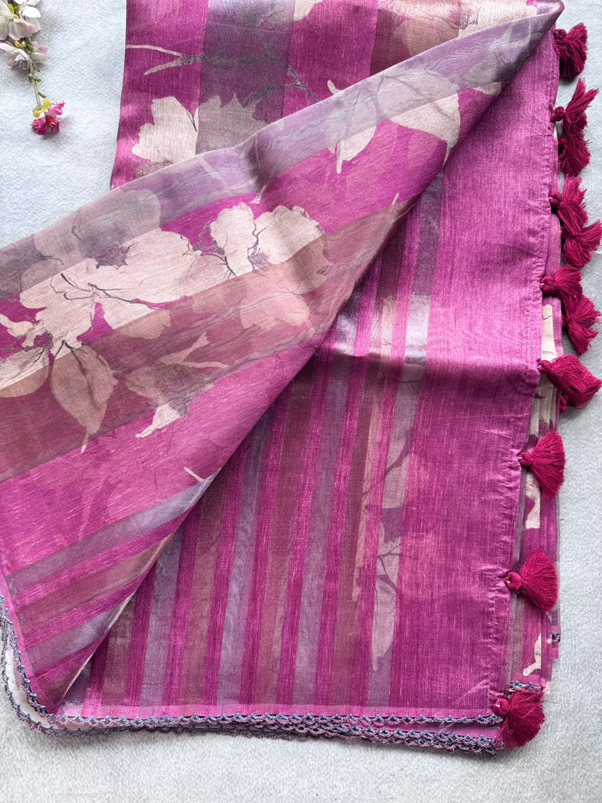 Magenta Digital Printed Organza Tissue Saree 109