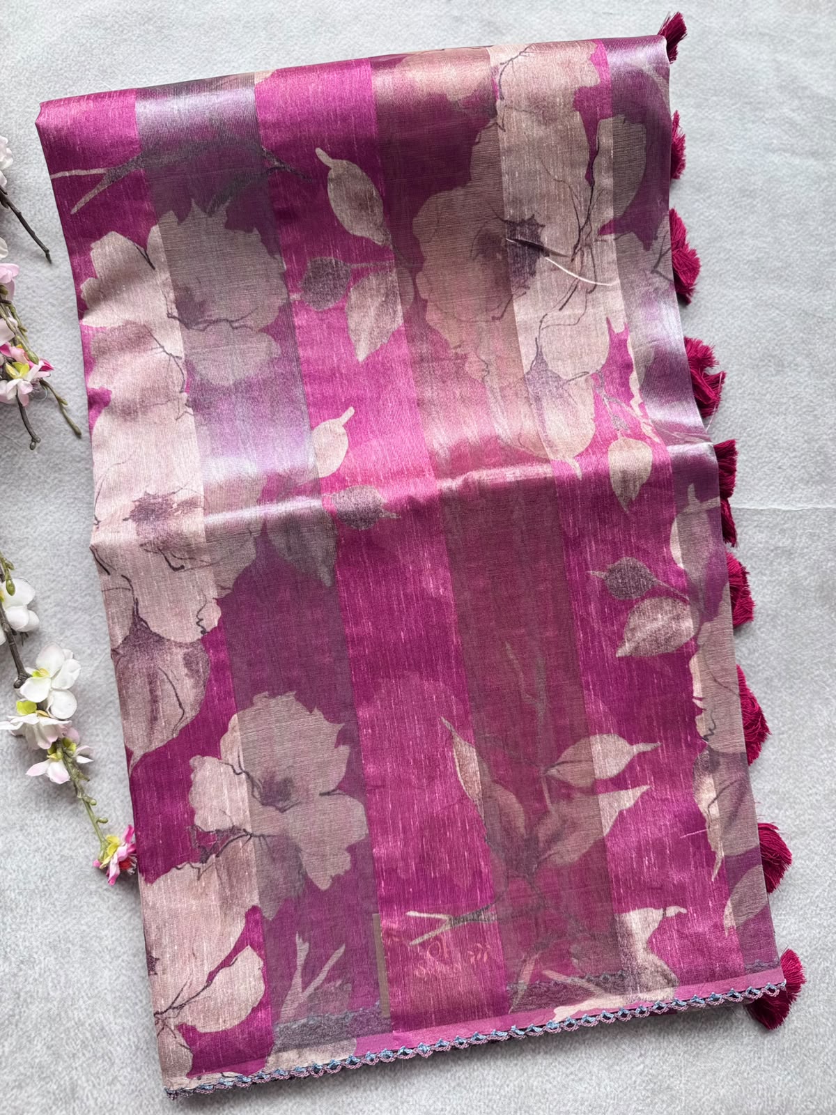 Magenta Digital Printed Organza Tissue Saree 109