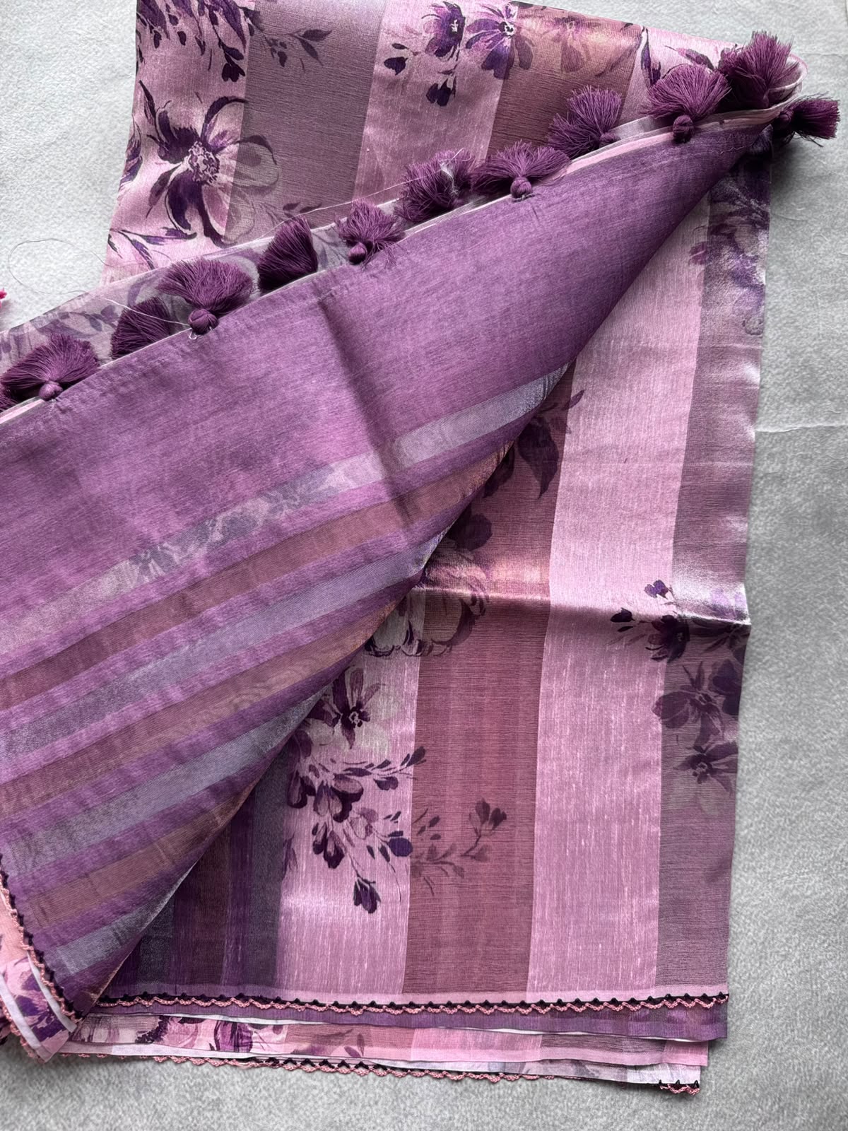 Pastel Pink Digital Printed Organza Tissue Saree 109