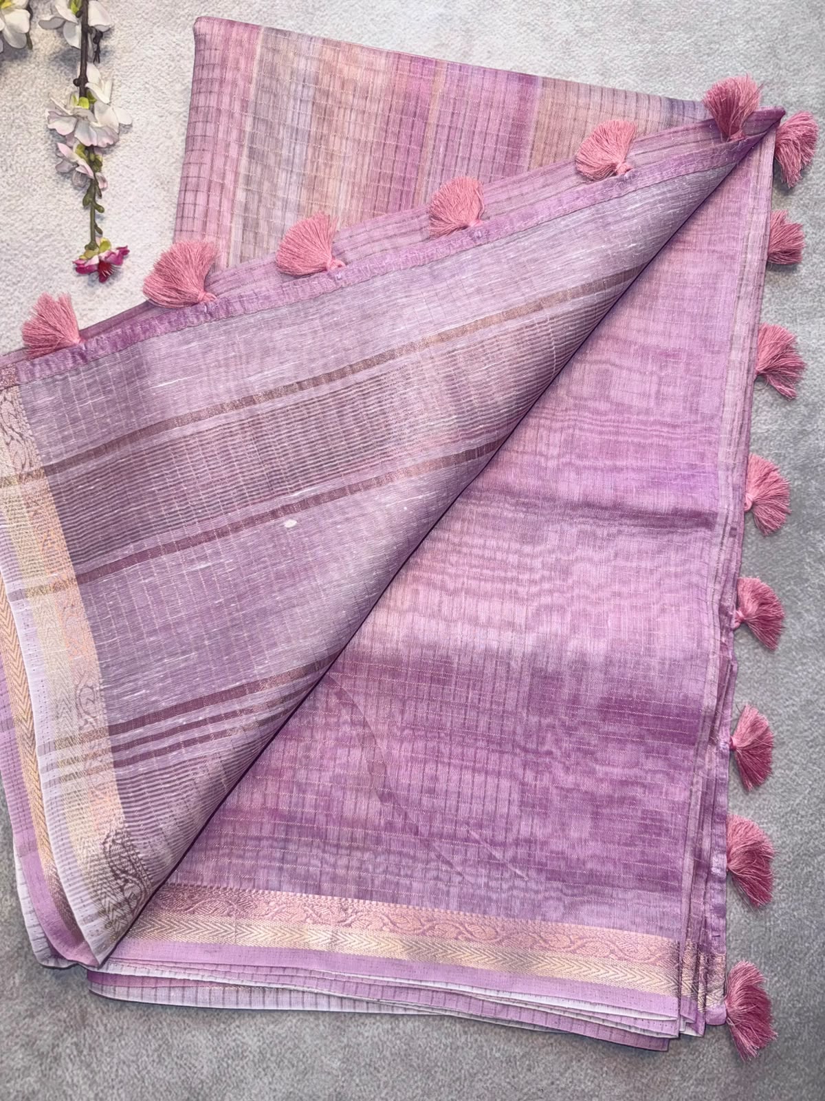 Pink Checks Organza Tissue Saree 109