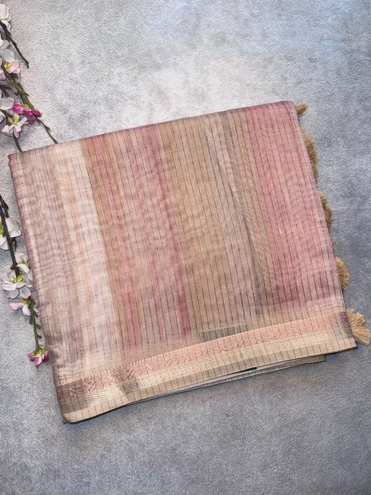 Mustard Checks Organza Tissue Saree 109