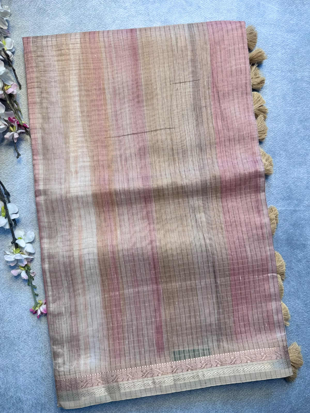 Mustard Checks Organza Tissue Saree 109