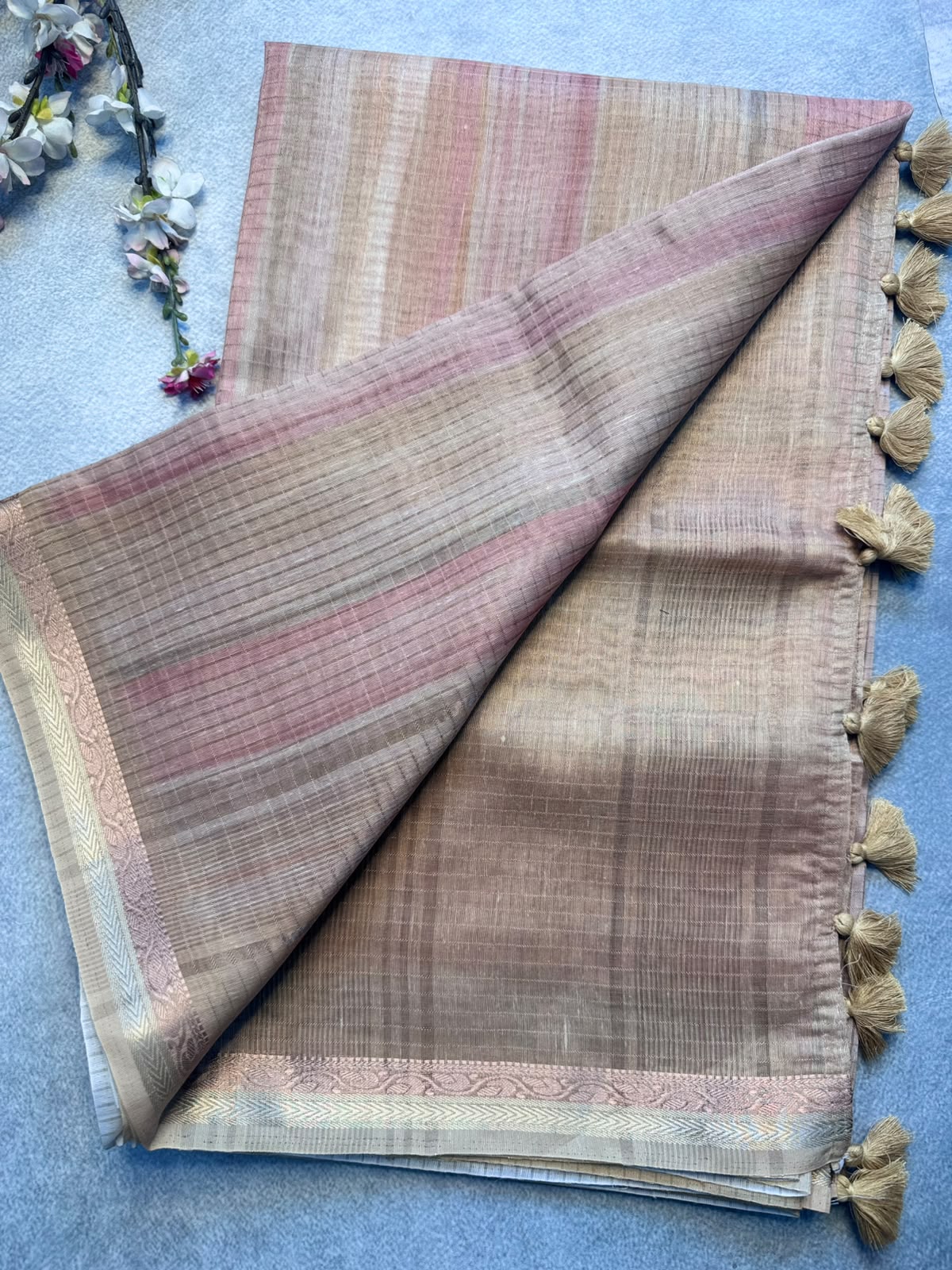 Mustard Checks Organza Tissue Saree 109