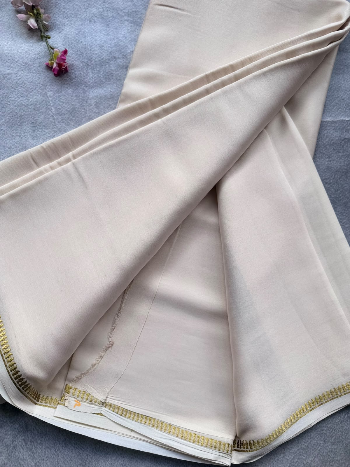 Cream Pure Mysore Crepe Silk Saree 110