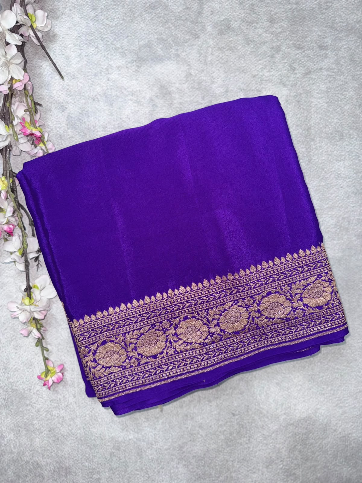 Purple Pure Benarasi Crepe Saree 110