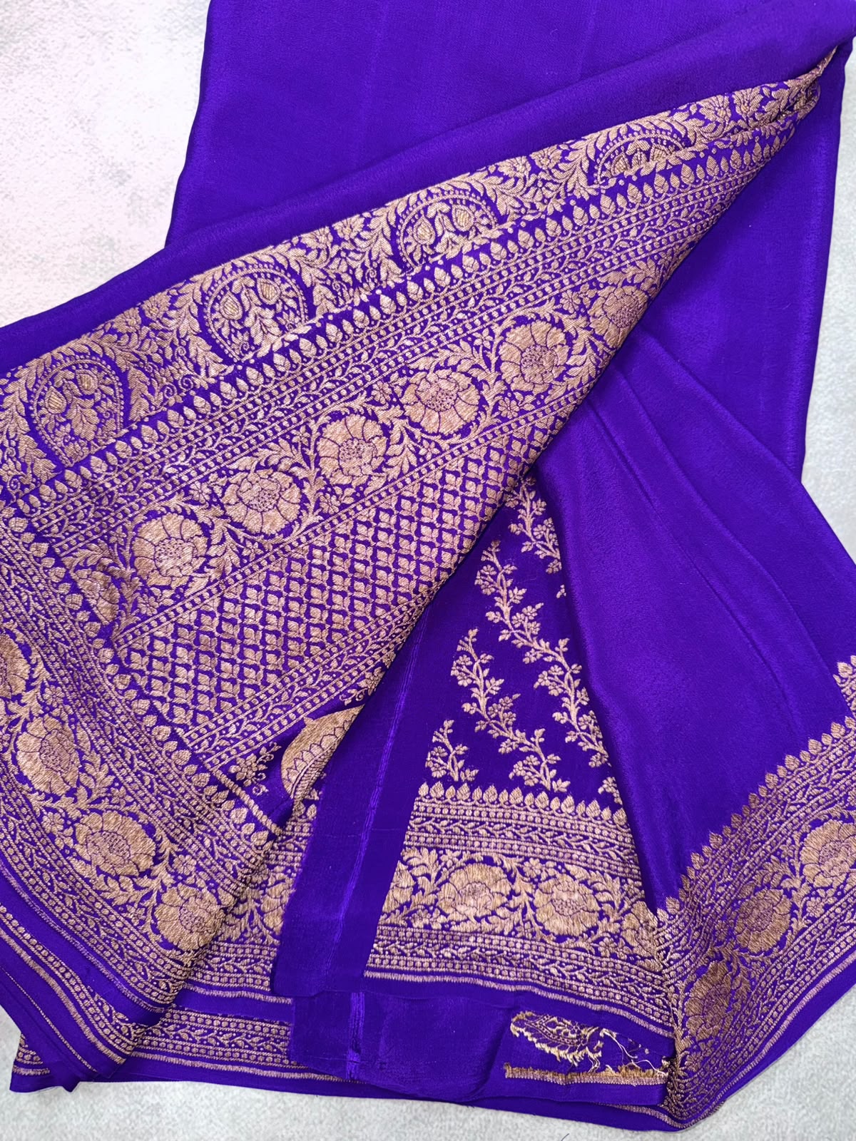 Purple Pure Benarasi Crepe Saree 110