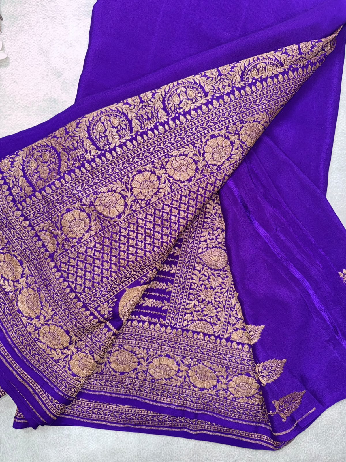 Purple Pure Benarasi Crepe Saree 110