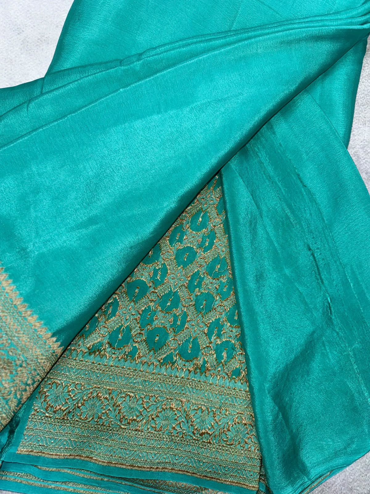 Sea Green Pure Benarasi Crepe Saree 110