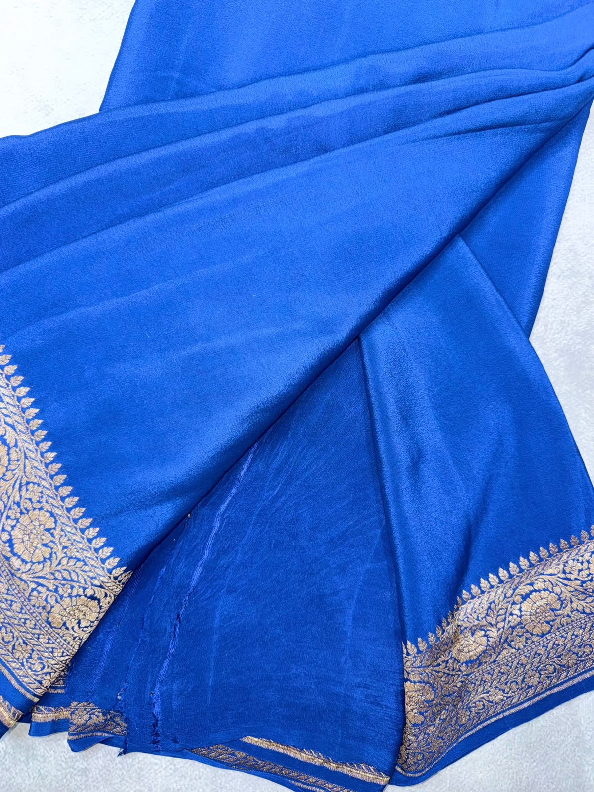 Blue Pure Benarasi Crepe Saree 110