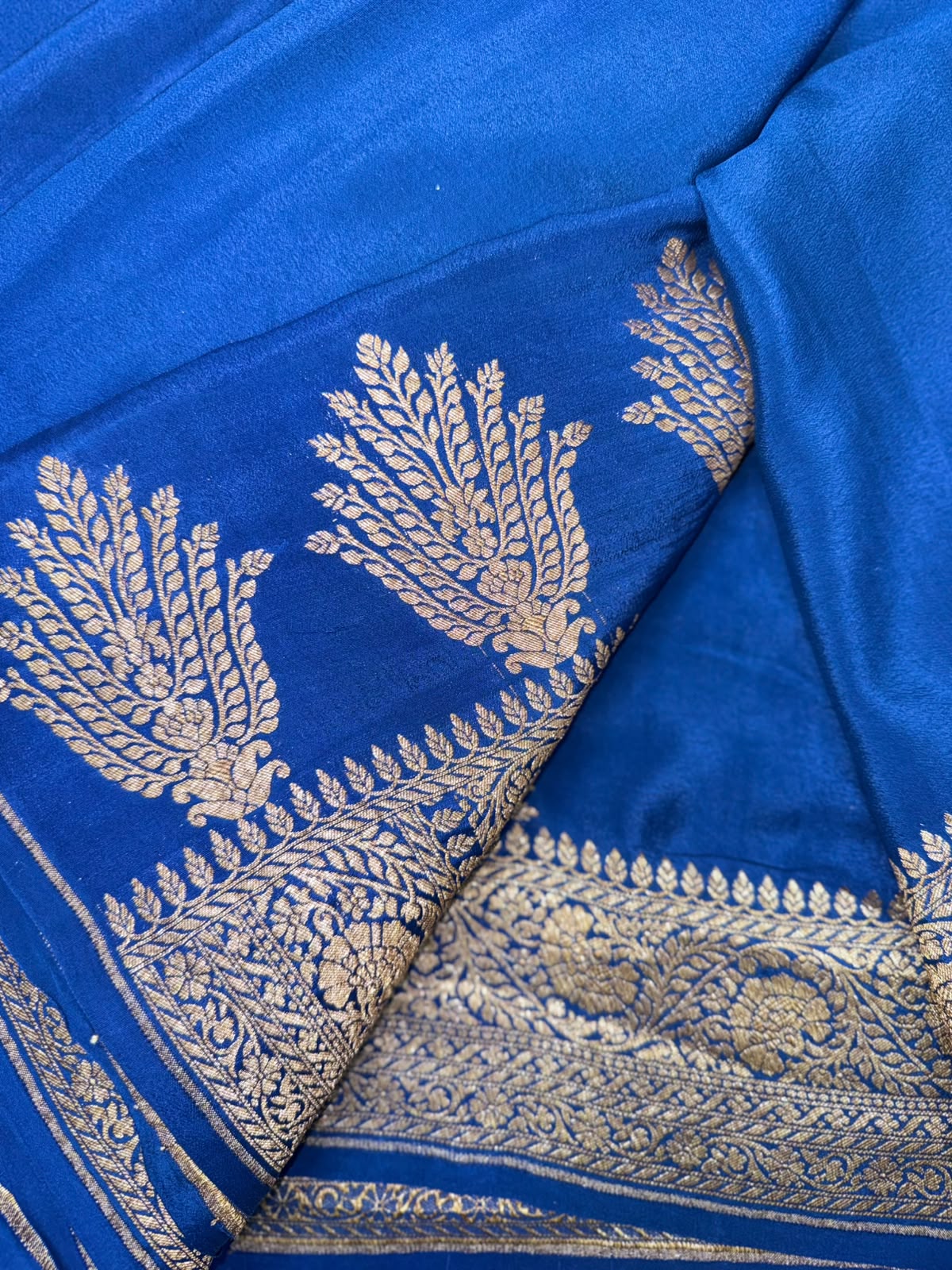 Blue Pure Benarasi Crepe Saree 110