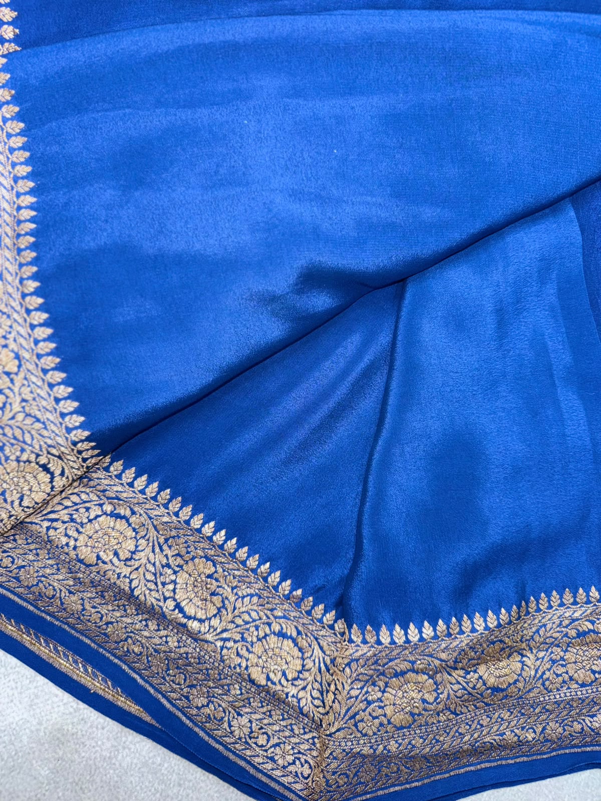 Blue Pure Benarasi Crepe Saree 110