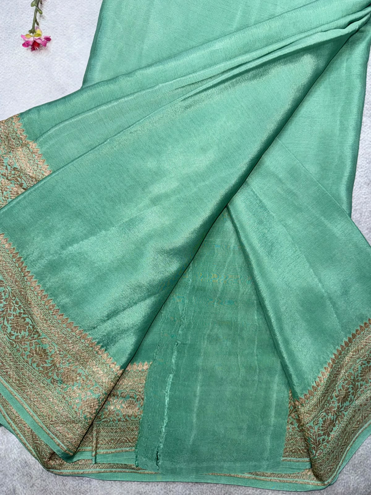 Pastel Green Pure Benarasi Crepe Saree 110