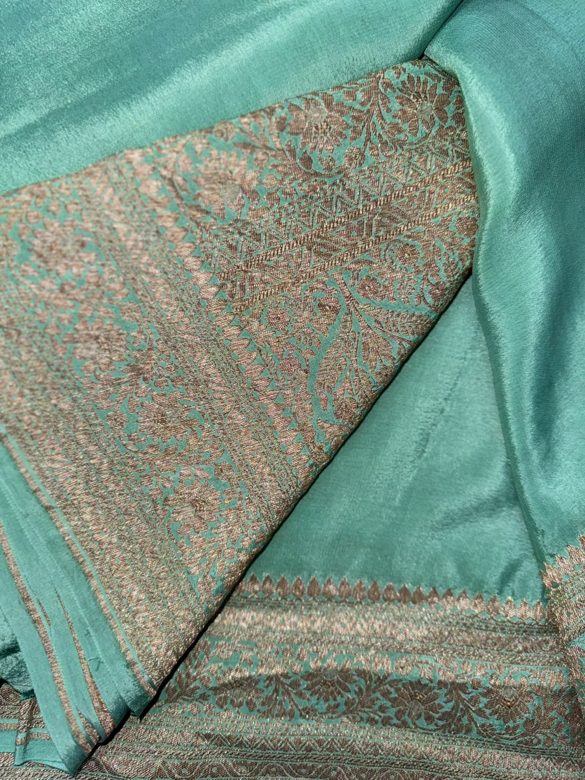 Pastel Green Pure Benarasi Crepe Saree 110