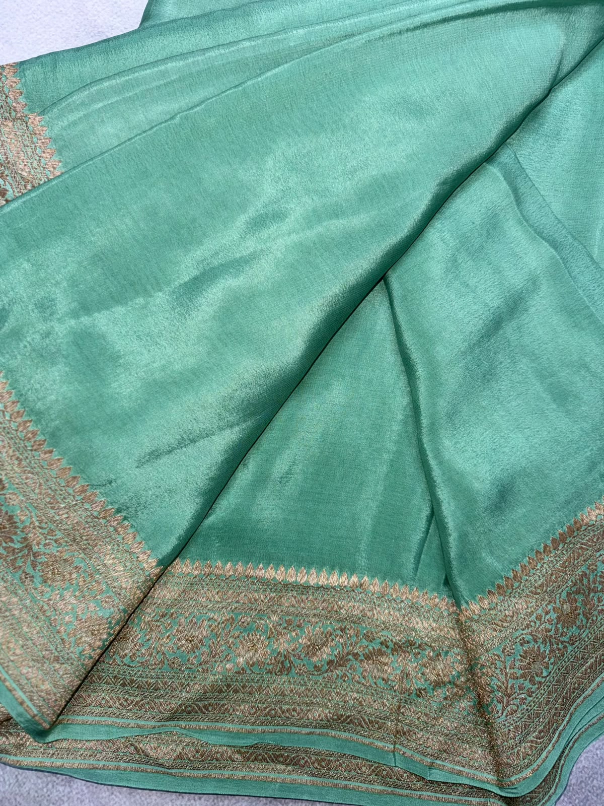 Pastel Green Pure Benarasi Crepe Saree 110