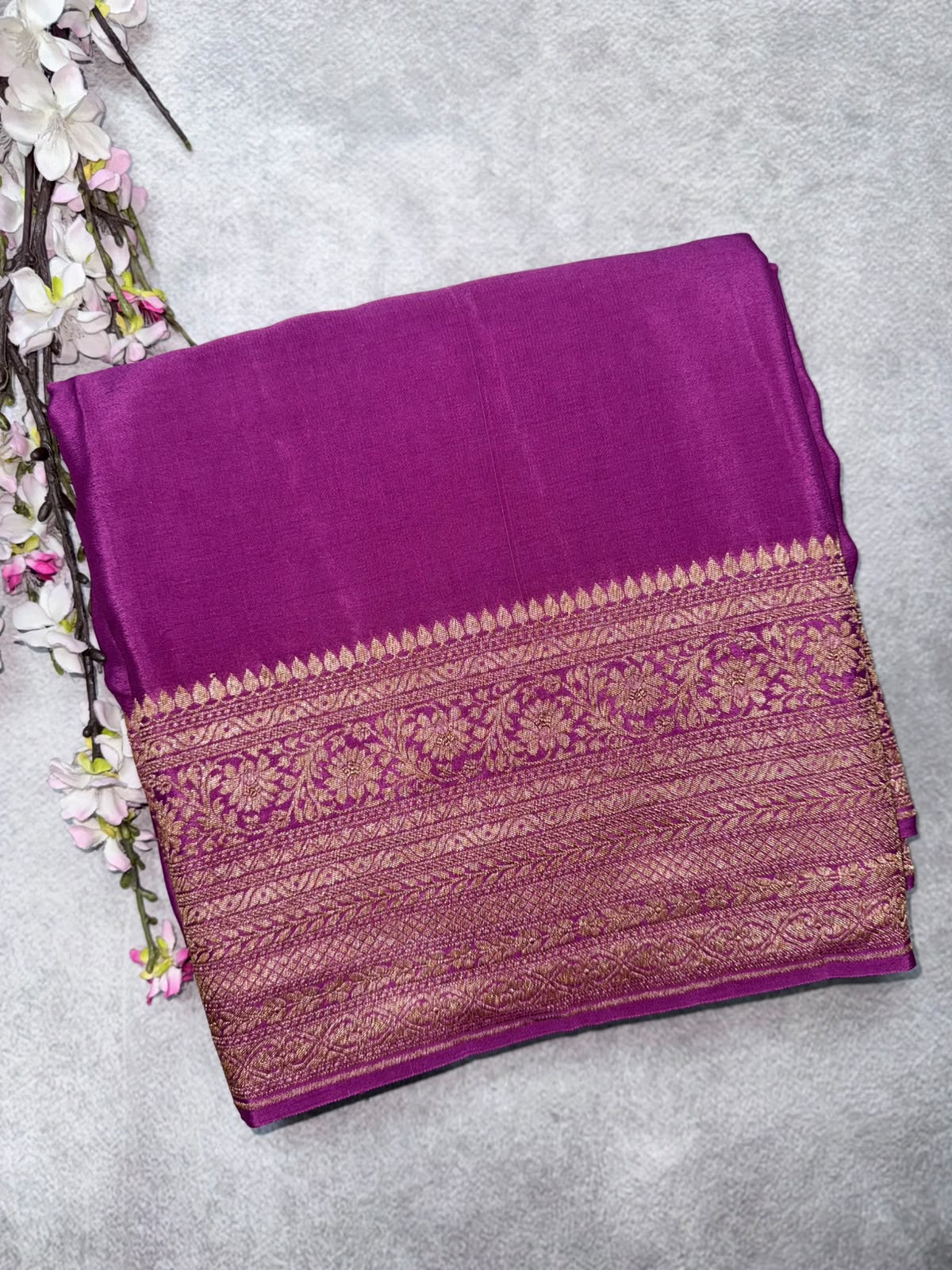 Mauve Pure Benarasi Crepe Saree 110