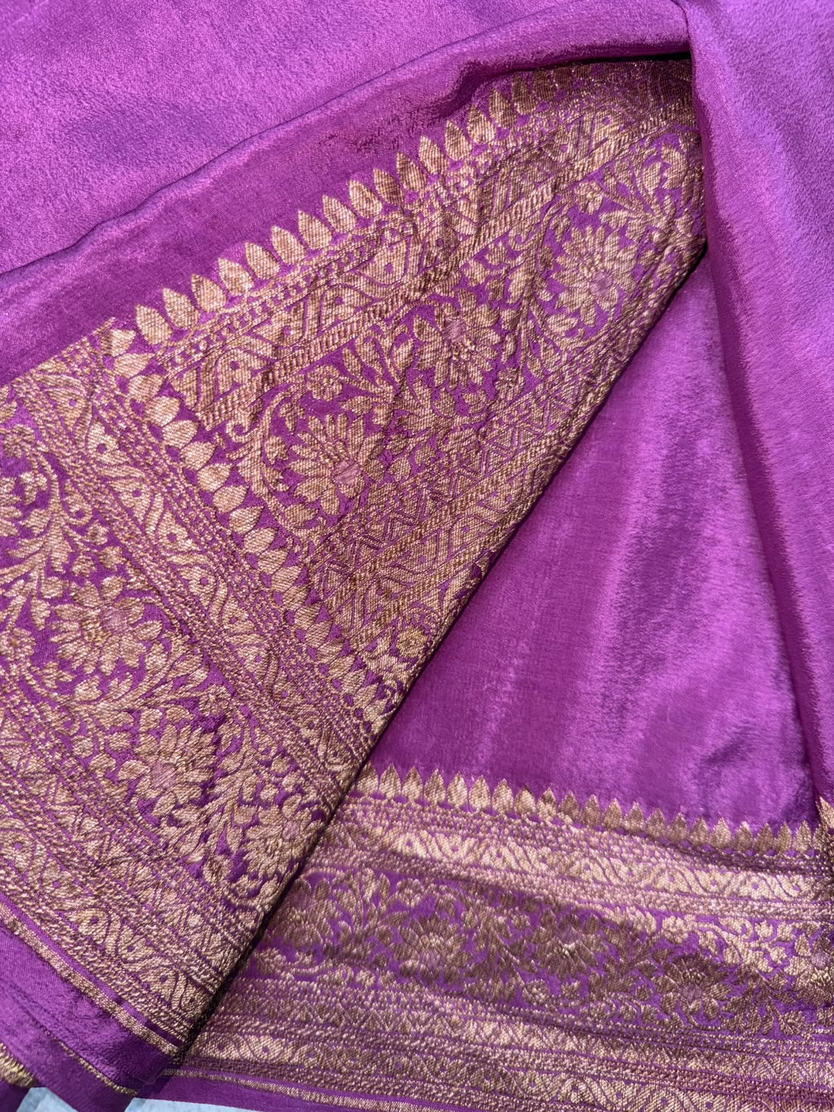 Mauve Pure Benarasi Crepe Saree 110