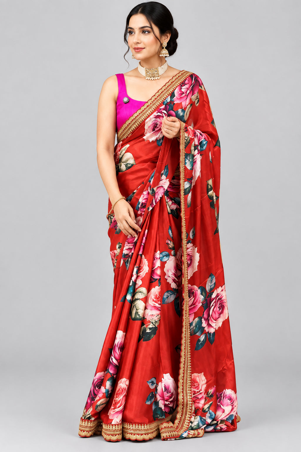 Rust Orange Sabyasachi Inspired satin crepe Saree 109