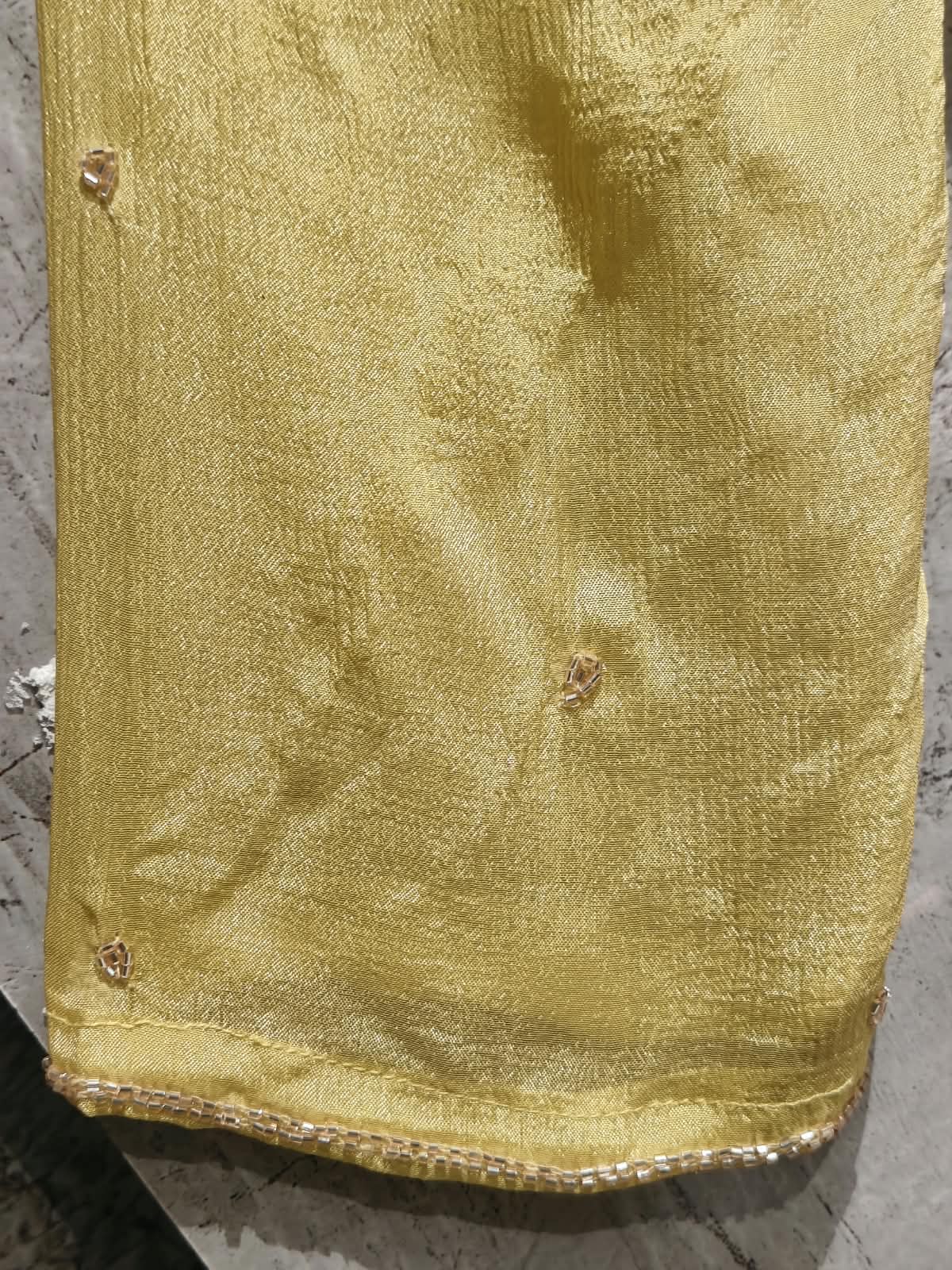 Lemon Yellow Anarkali chinnon handwork party ware Kurtha 567