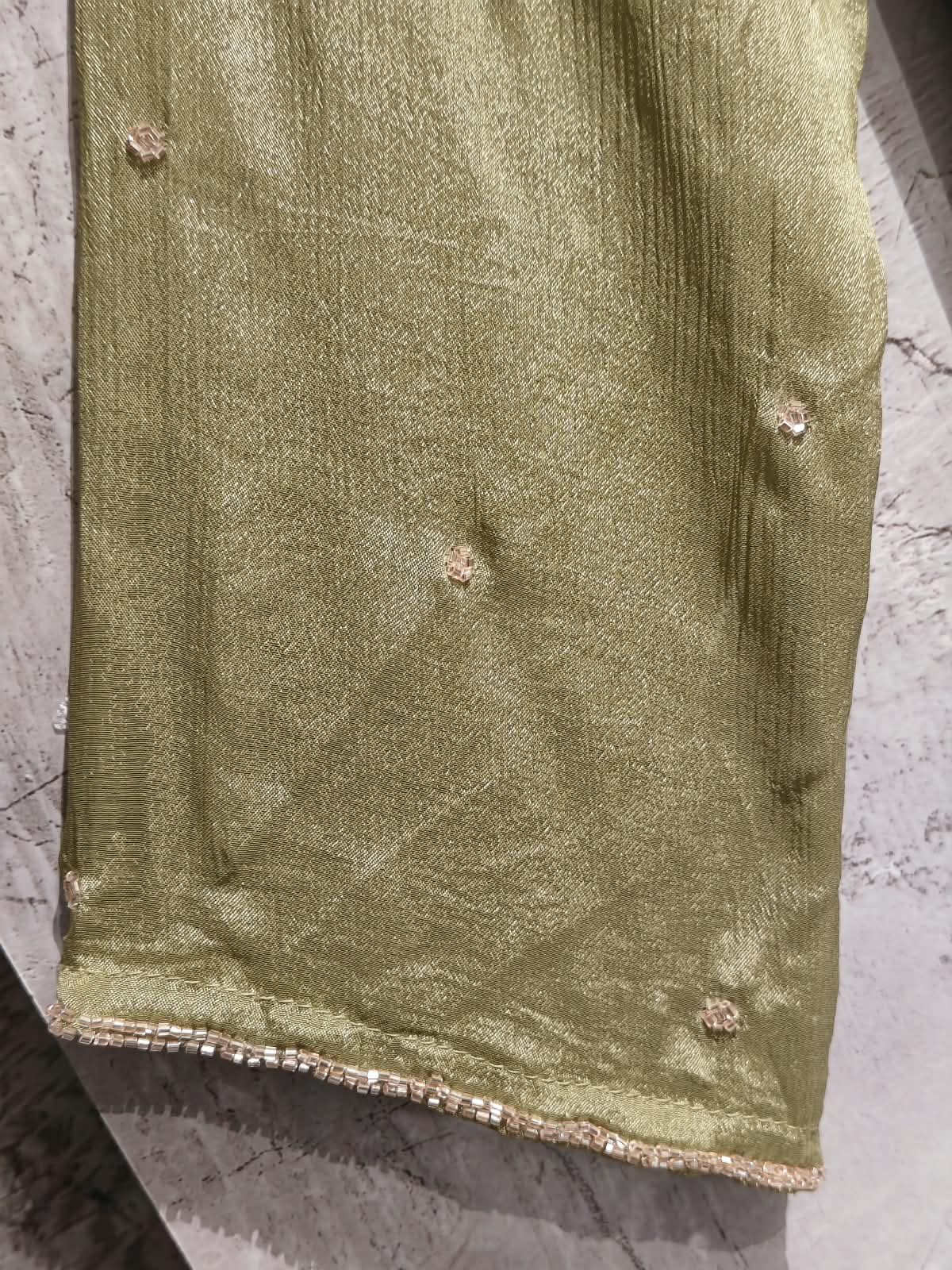 Mehandi Green Anarkali chinnon handwork party ware Kurtha 567