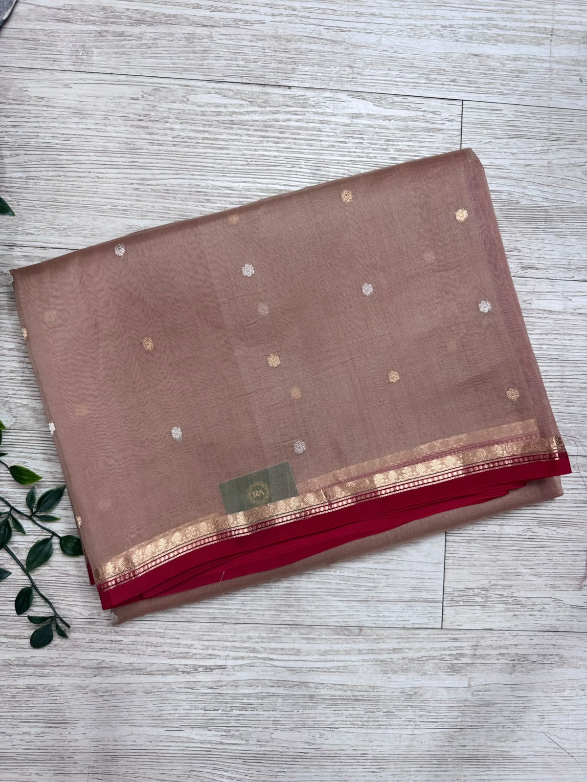 Beige Pure Kora Organza Saree 109
