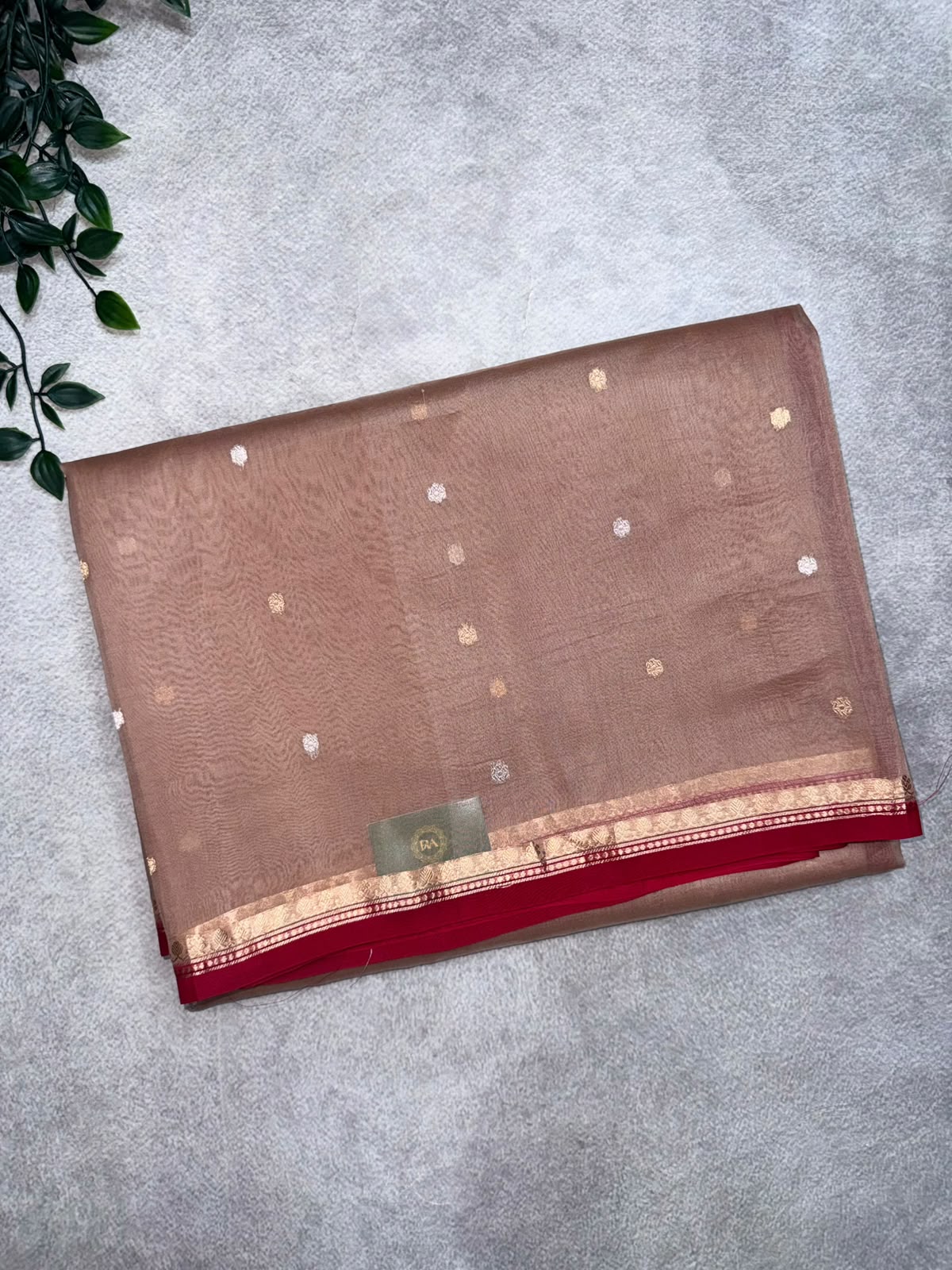 Gold Red Pure Kora Organza Saree 109- Tara