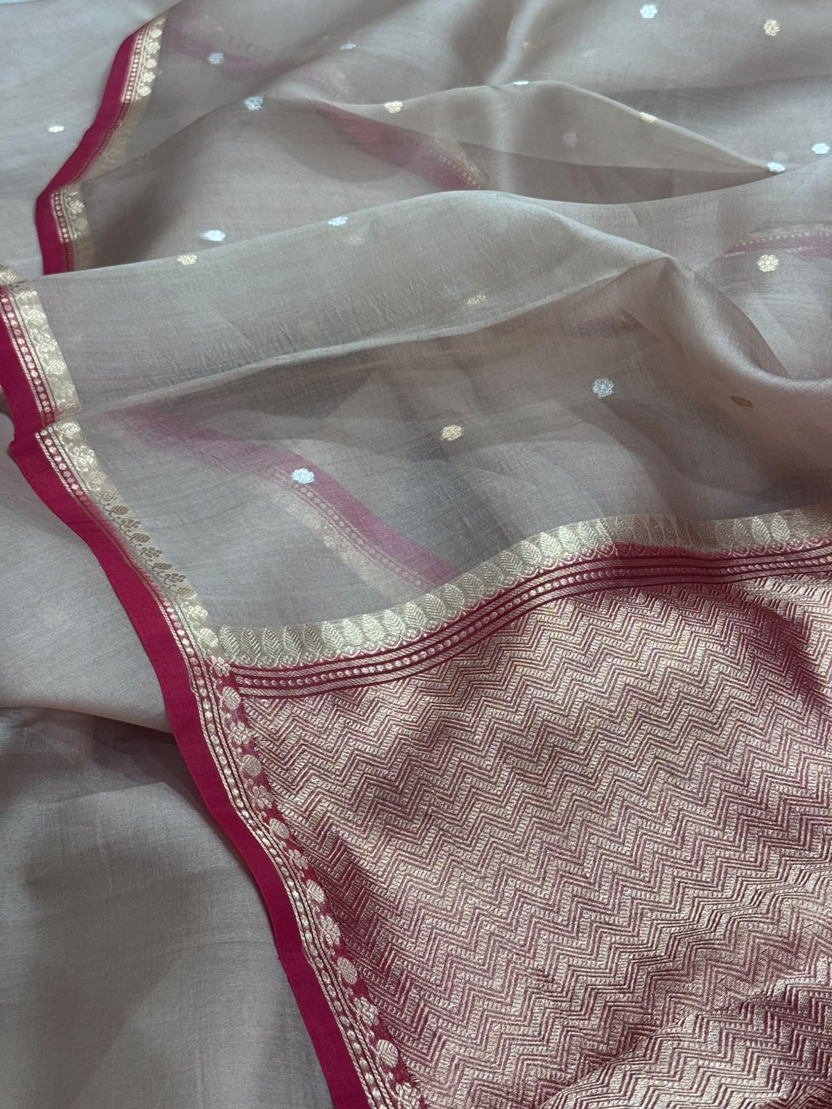 Gold Red Pure Kora Organza Saree 109- Tara
