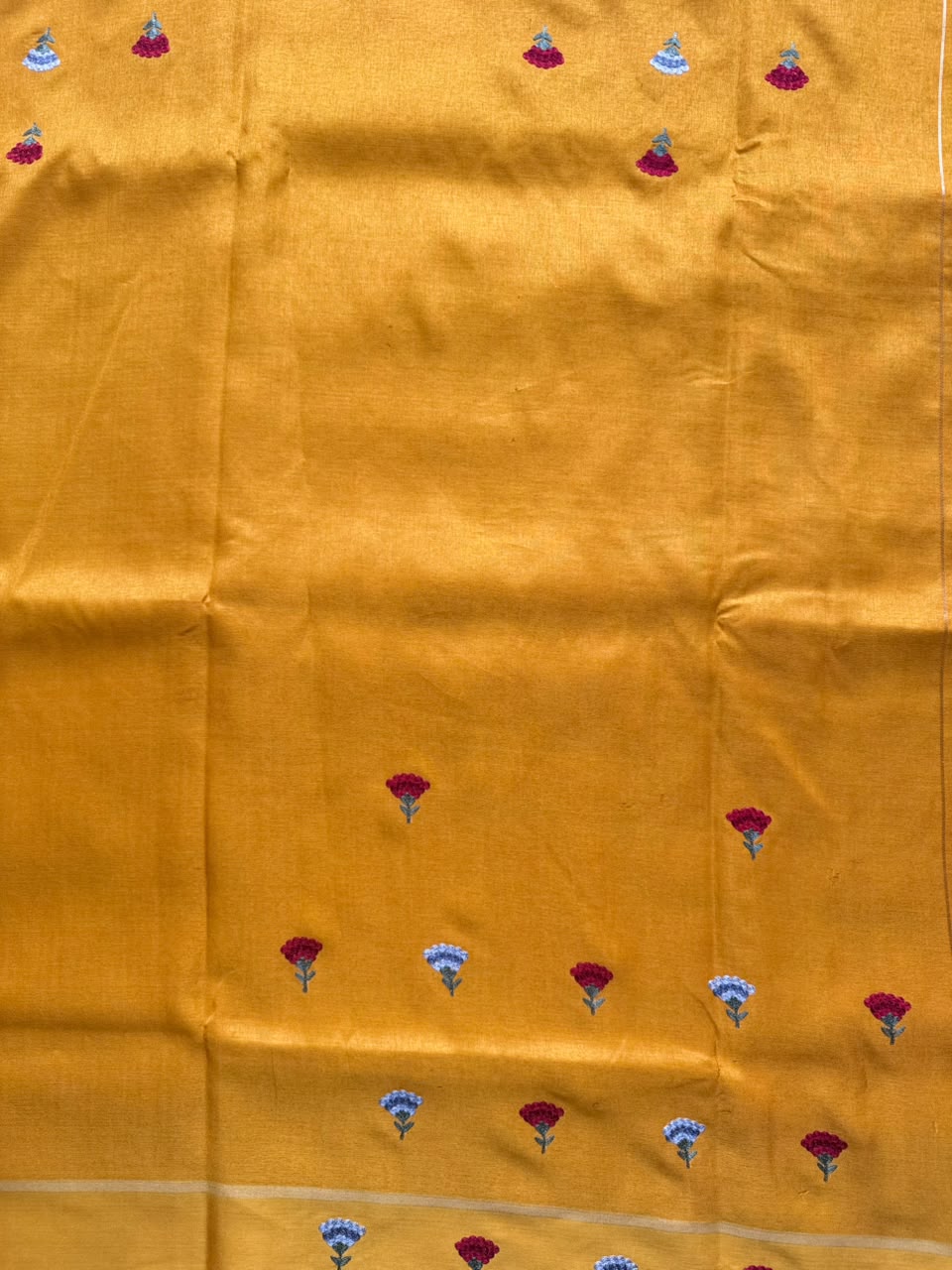 Mustard Embroidery Tussar Saree 110