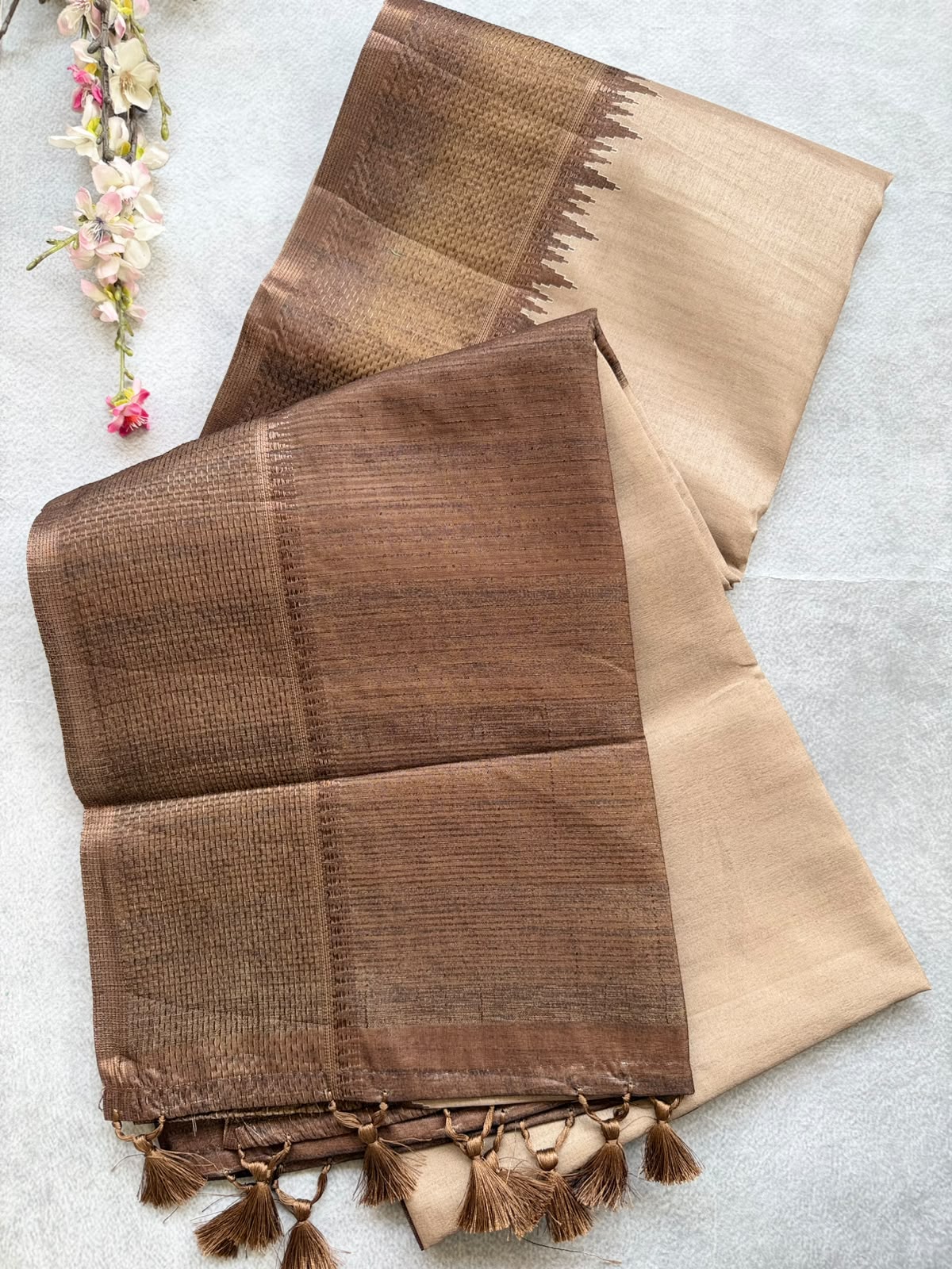 Beige Semi Tussar Saree 110