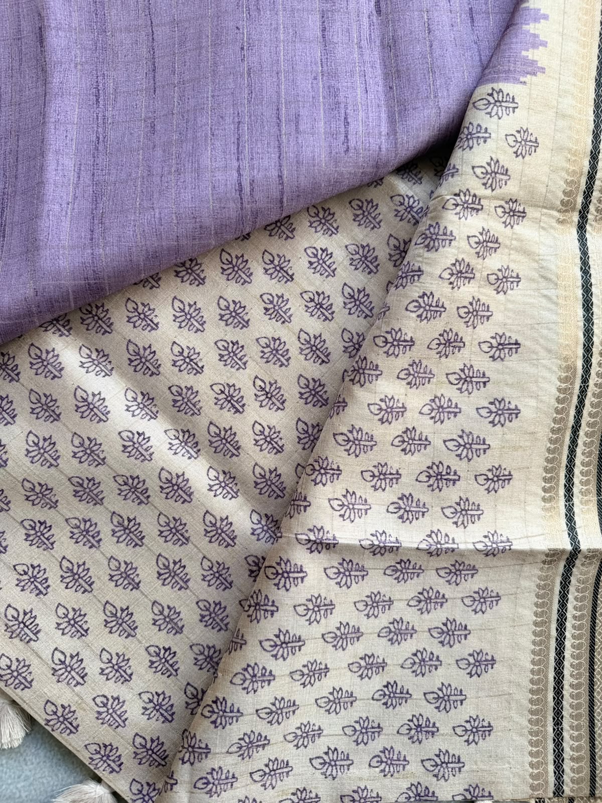Lavender Checks Semi Tussar Saree 110