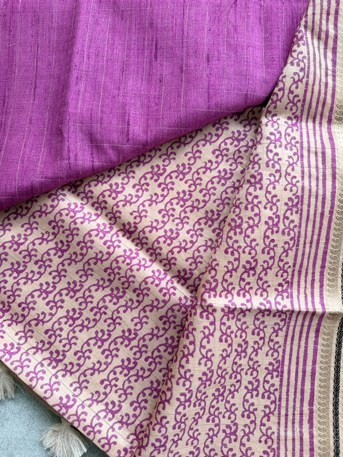 Magenta Checks Semi Tussar Saree 110
