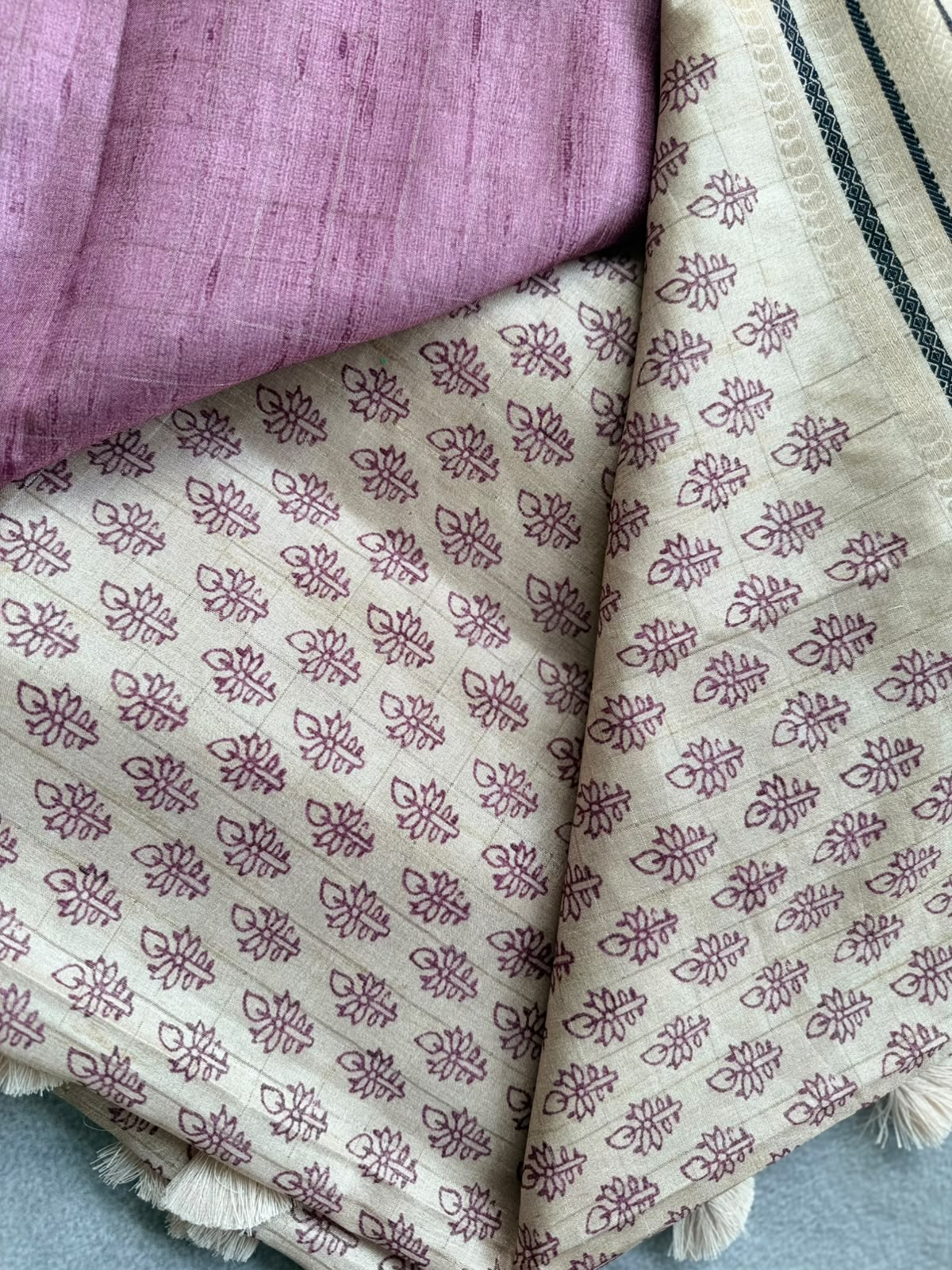 Mauve Checks Semi Tussar Saree 110