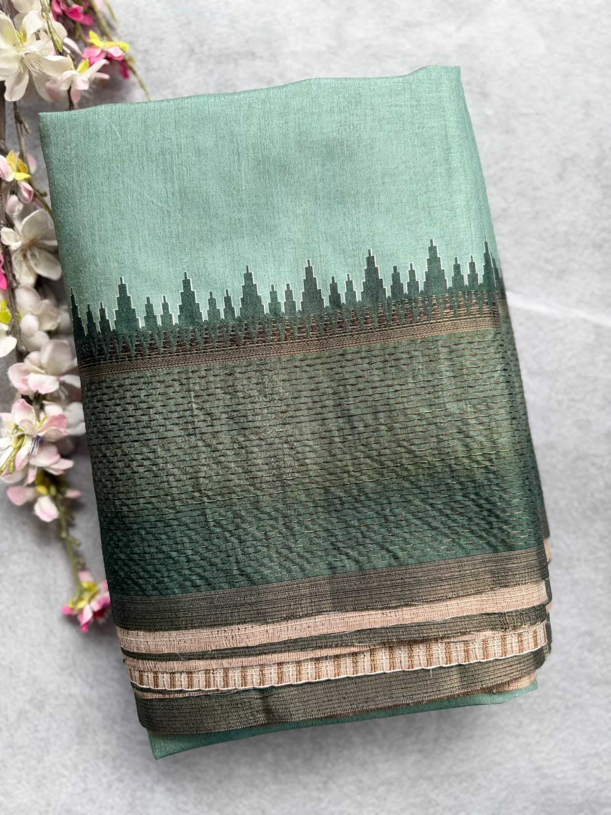 Green Semi Tussar Saree 110