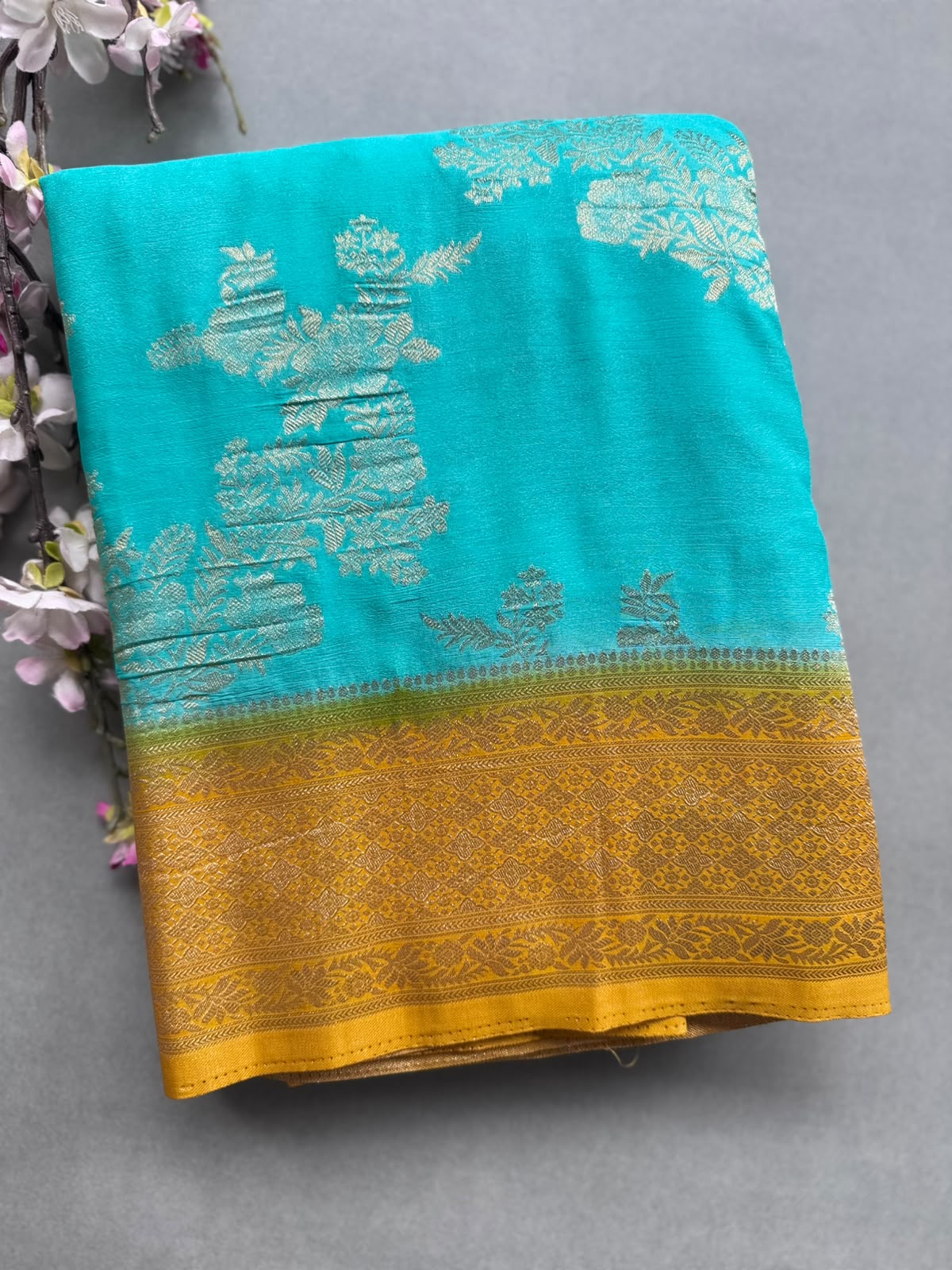 Sea Green Semi Georgette Saree 110