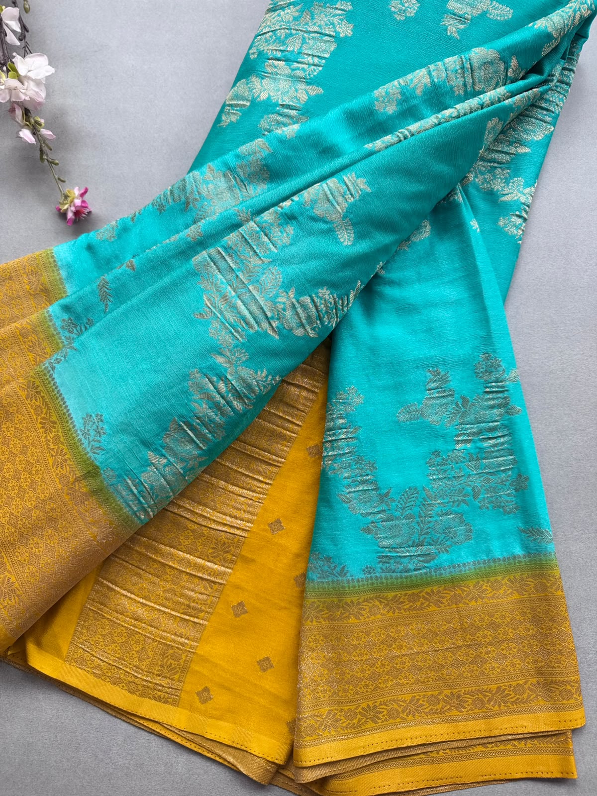 Sea Green Semi Georgette Saree 110