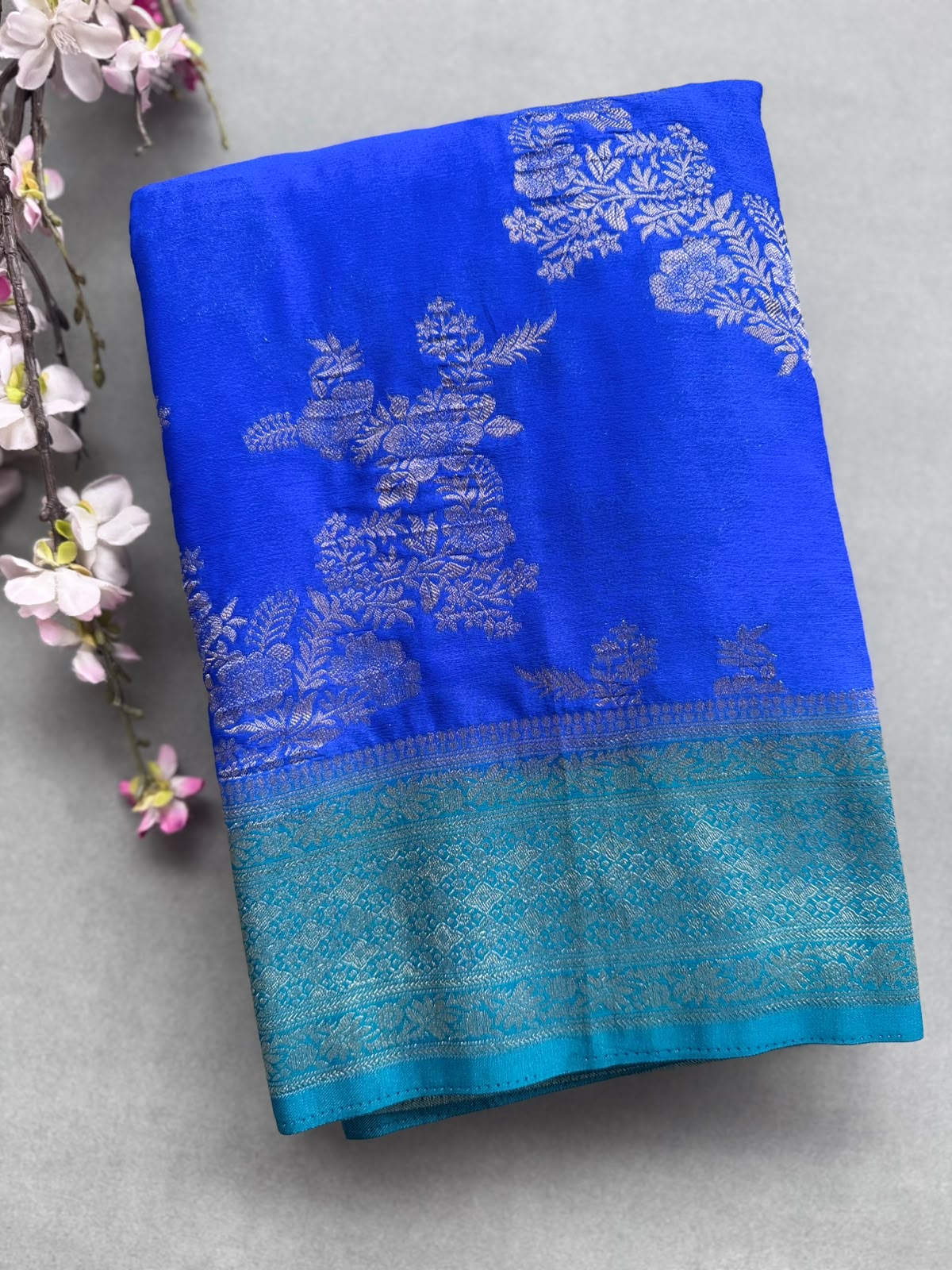 Royal Blue Semi Georgette Saree 110
