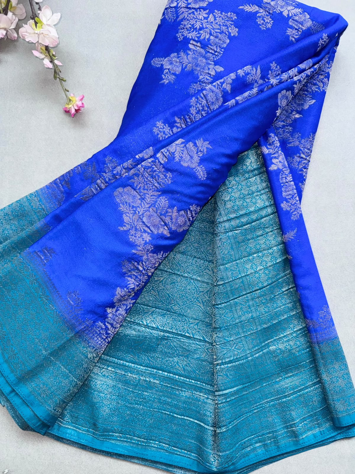 Royal Blue Semi Georgette Saree 110