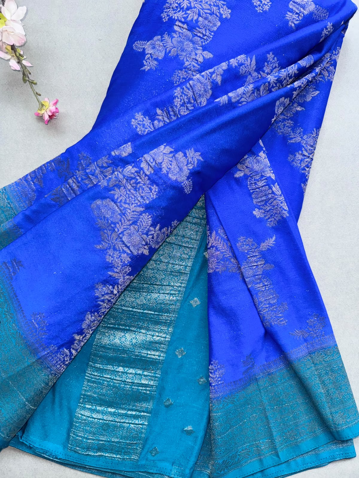 Royal Blue Semi Georgette Saree 110