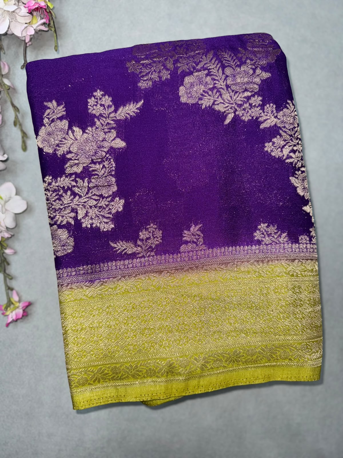 Purple Semi Georgette Saree 110