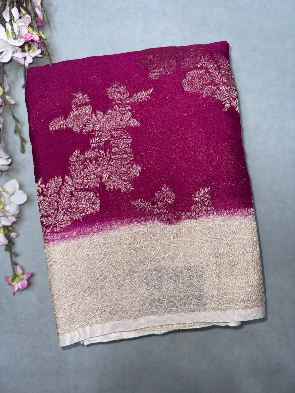 Magenta Semi Georgette Saree 110