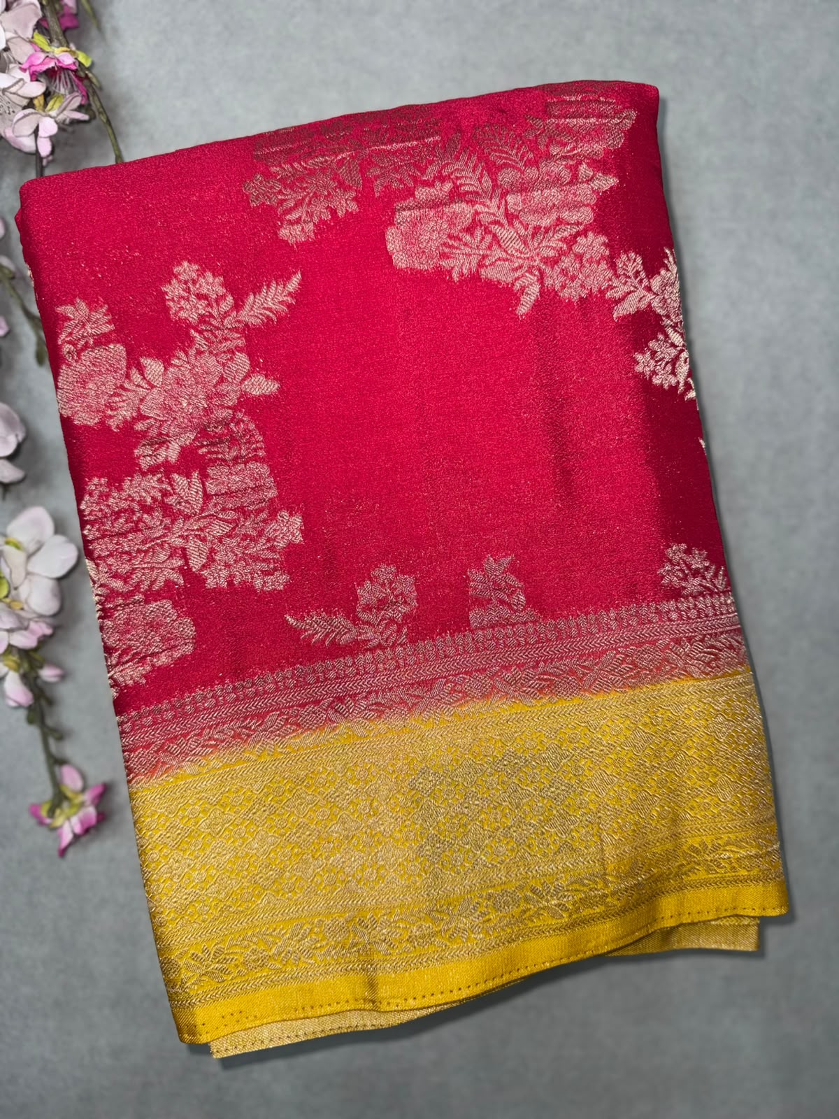 Red Semi Georgette Saree 110