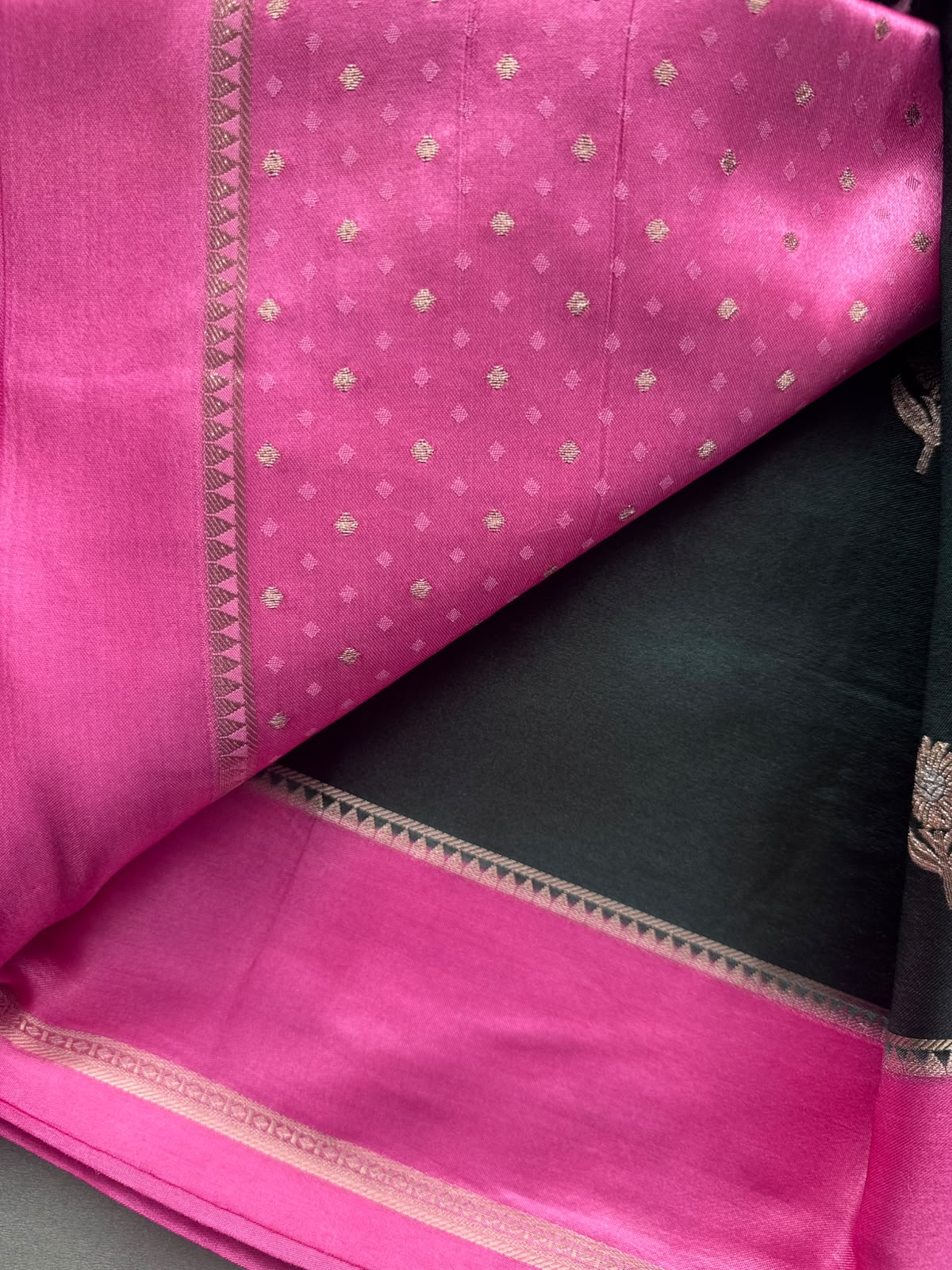 Bottle Green Semi Silk Saree 110